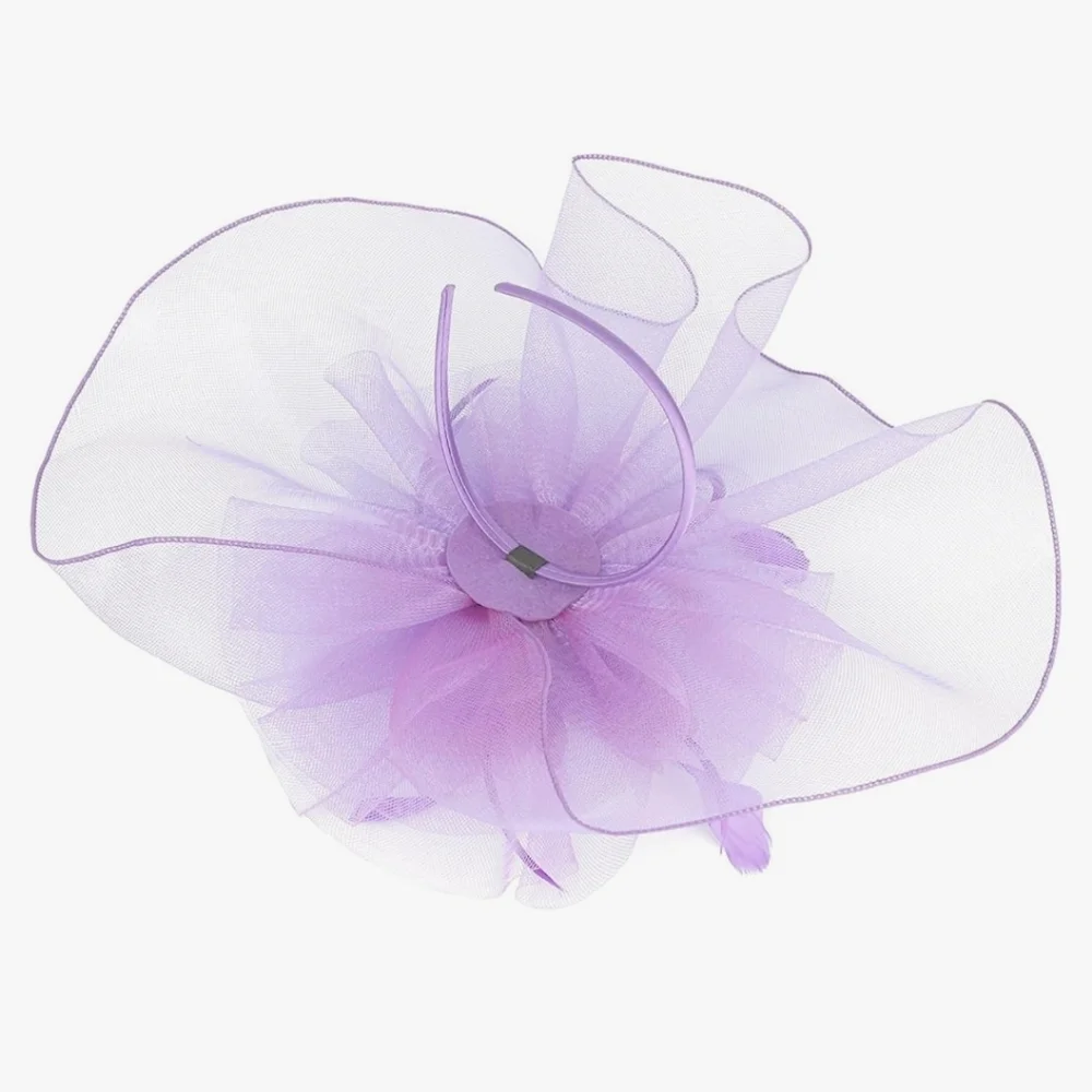 NEW! Elegant Lavender  Fascinator Hat with Feathers - Picture 4 of 4